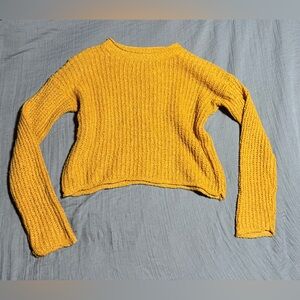 Cat & Jack Girls Mustard Yellow Chunky Cable Knit Mockneck Sweater Large 10/12